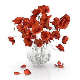 flowers poppies 3D Model Preview #27166f81