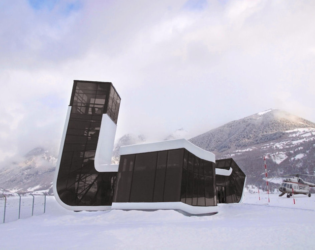 Airport in ski resort of Mestia, Georgia