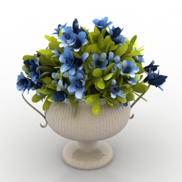 vase and flowers 3D Model Preview #7127e7ee