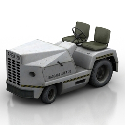 car airport baggage tractor 3D Model Preview #600b1e83