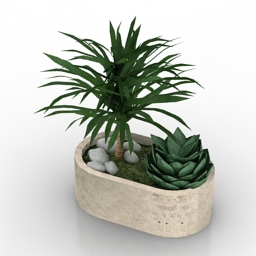 palm decorative vase 3D Model Preview #69fe7c33