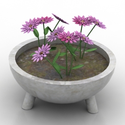 vase and flowers 3D Model Preview #96eac3e8