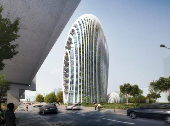 Fish-inspired skyscraper, Doumen, China