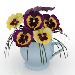 vase flowers viola 3D Model Preview #83a105e8