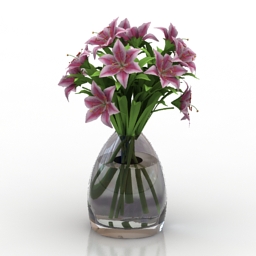 vase flowers lily pink 3D Model Preview #ff9b2c9a