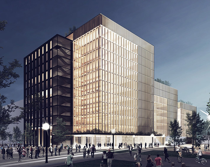 Largest US timber office building, Newark, USA