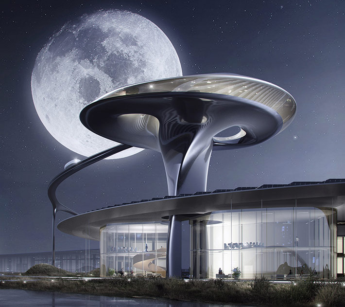 Electric car campus, Northern California, United States