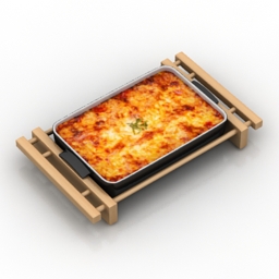 rack lasagna ceramic form wooden stand 3D Model Preview #a41302e1