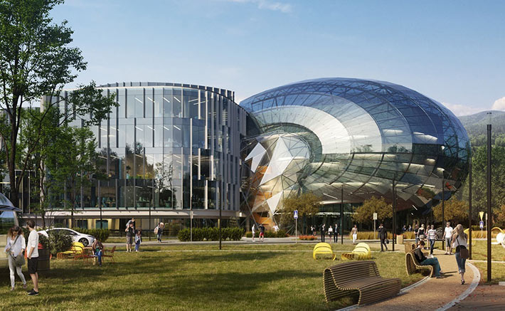 Public Space with futuristic city plan, Bielsko-Biała, Poland