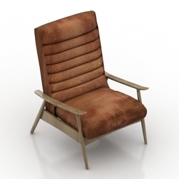 armchair vintage hans leather 3D Model Preview #1665c53f