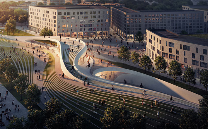 Fornebu Senter metro station, Oslo, Norway