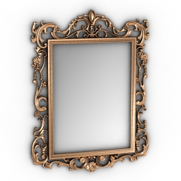 mirror gold frame 3D Model Preview #7572a372