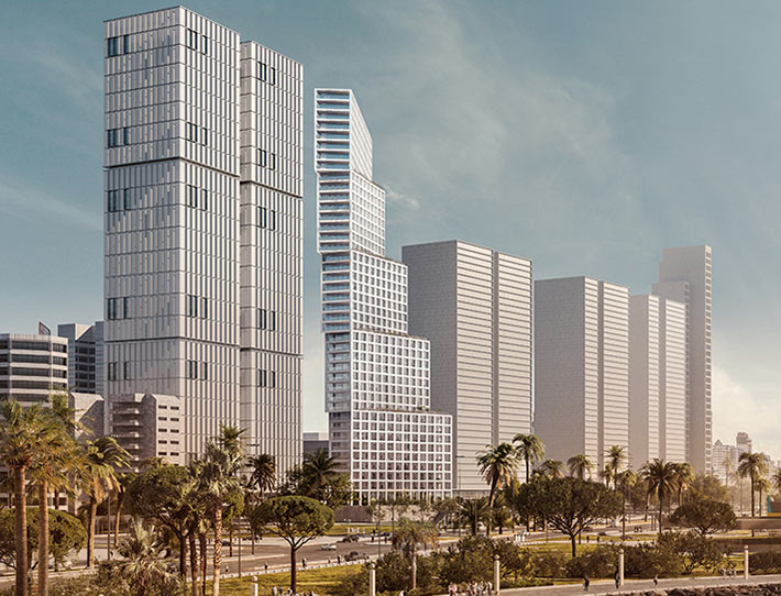 Wafra residential tower by OMA, Kuwait City, Kuwait