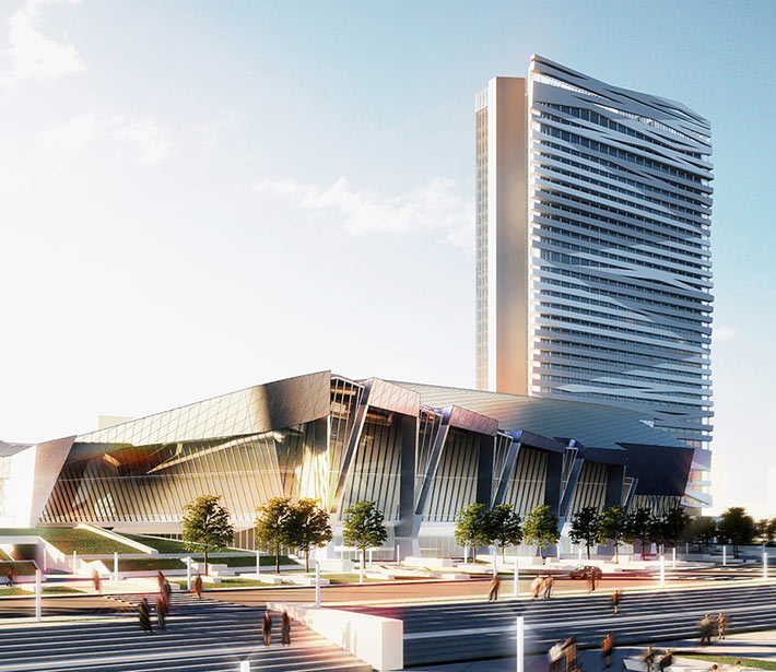 Conference center by Morphosis Architects, Nanjing, China