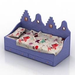 bed kast van een huis childrens 3D Model Preview #3288b76e