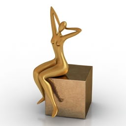figurine modrest figure modern gold scuplture 3D Model Preview #7402b063
