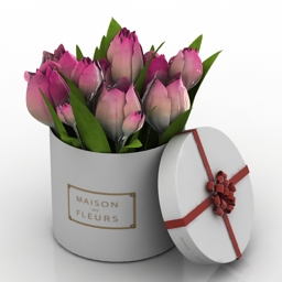 flowers box maison tulips gift 3D Model Preview #ca5e3d36