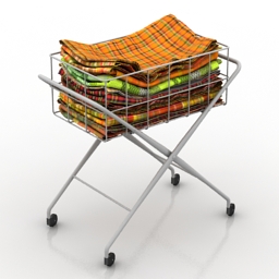 cart basket towels 3D Model Preview #875d83af