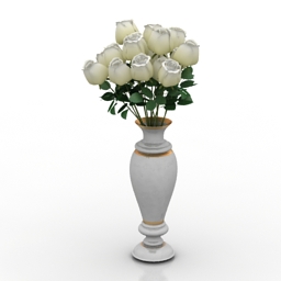 vase white roses 3D Model Preview #1325aa07