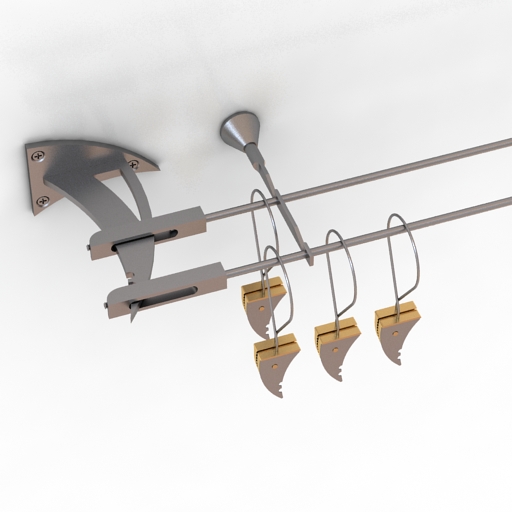 Curtain rod 3D model large preview
