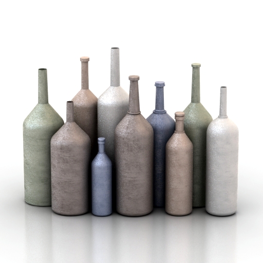 Bottles 3D model large preview