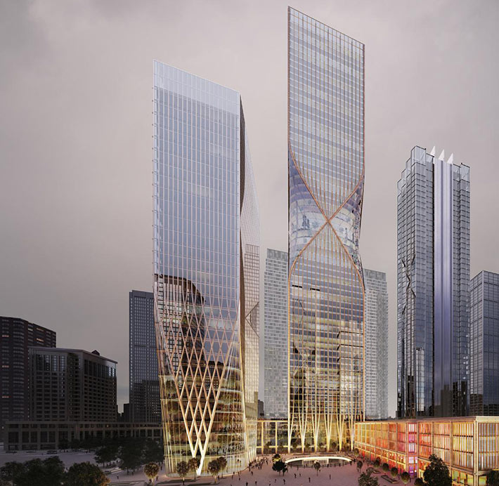 T3 T4 Office Towers by Woods Bagot, Wuhan, China