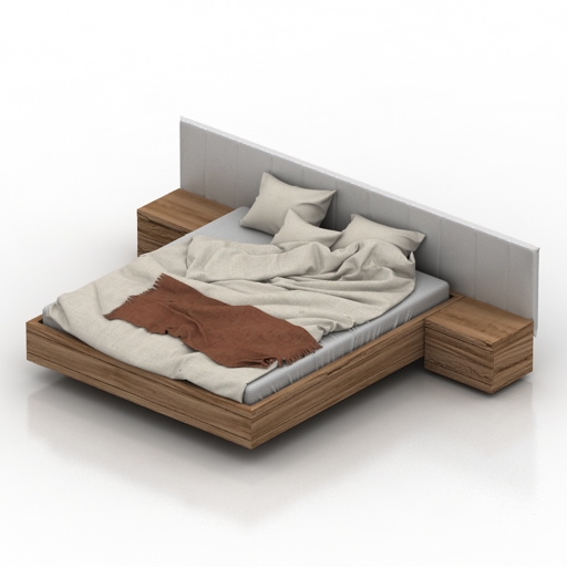 bed burger teak ethnicraft 3D Model Preview #930e314f