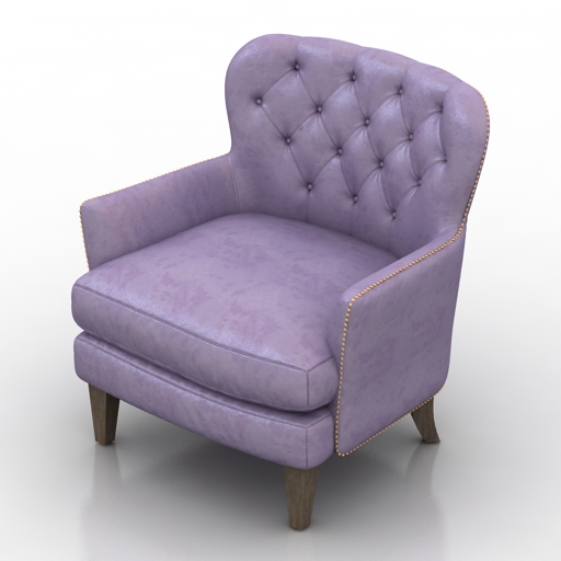 armchair cheshire tufted club chair 3D Model Preview #40791b9f
