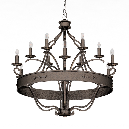 luster wrought iron chandelier 2 3D Model Preview #ba28eada