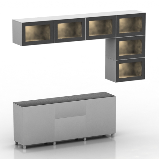 locker ikea-besto tv stand wall 3D Model Preview #496e92a2