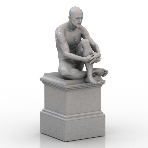 sculpture seated man 3D Model Preview #2f4f4201