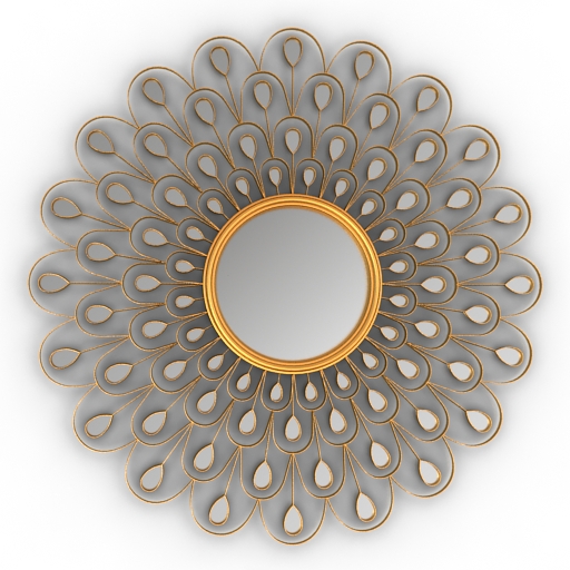 mirror golden peacock uttermost mirror 3D Model Preview #7a972336