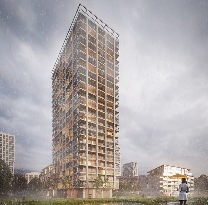 Ban office tower by Shigeru Ban, Antwerp, Belgium