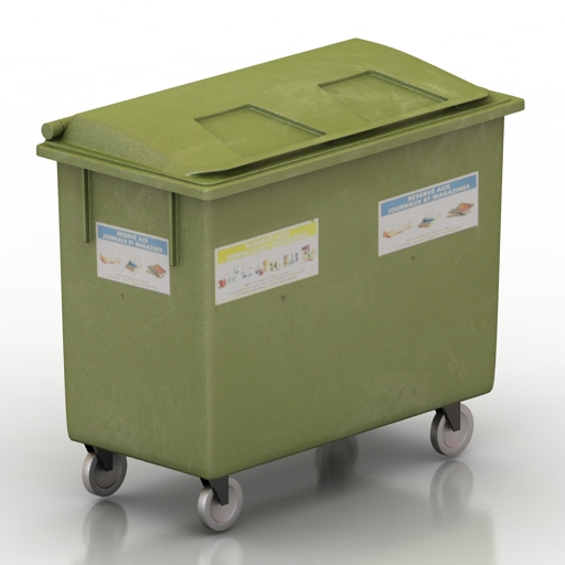Garbage container 3D model large preview