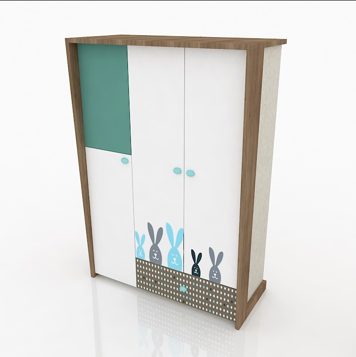 blue bunny bedroom wardrobe 3D Model Preview #126982a0
