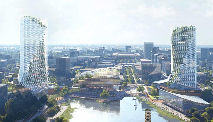 Wenli Lake Landmark Buildings, Quzhou, China