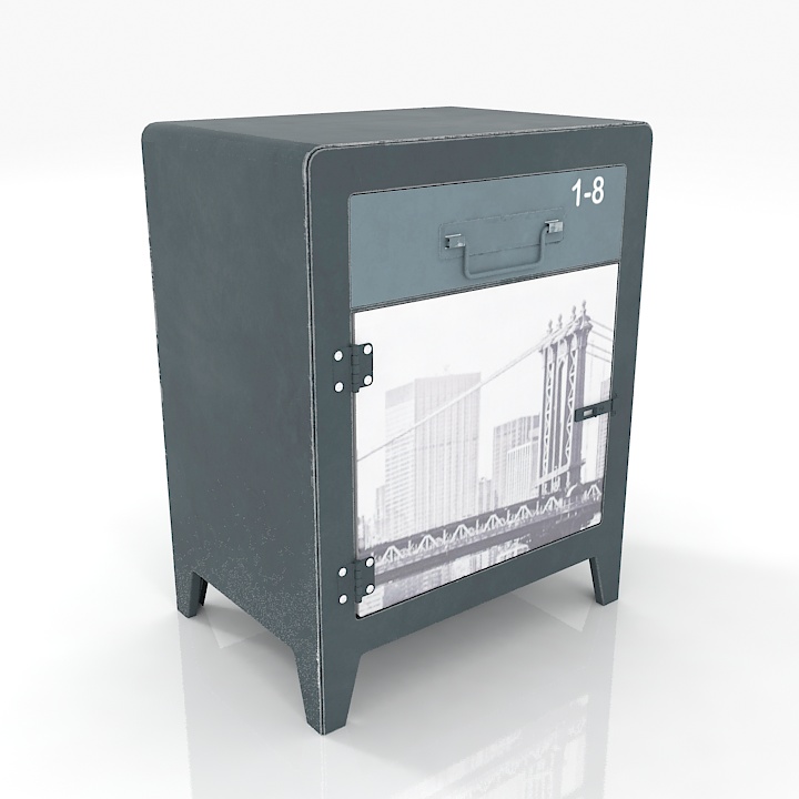 locker loft art black & white box commode 3D Model Preview #ef4a16c6