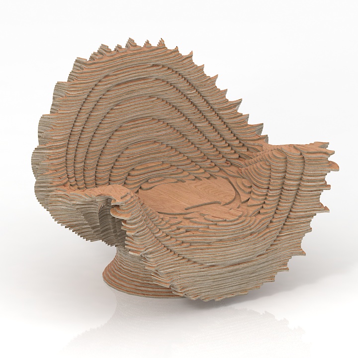 plywood furniture armchair 3D Model Preview #4994b5a7