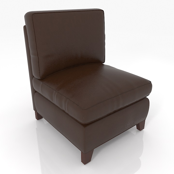 pottery barn - cameron leather armless chair 3D Model Preview #15958189