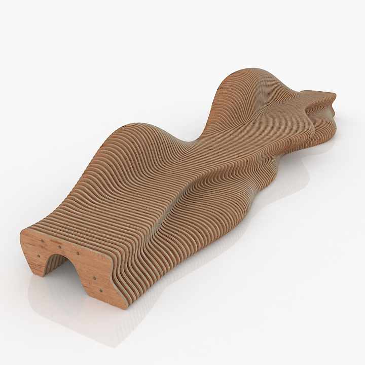plywood bench 3D Model Preview #a8b58a2a