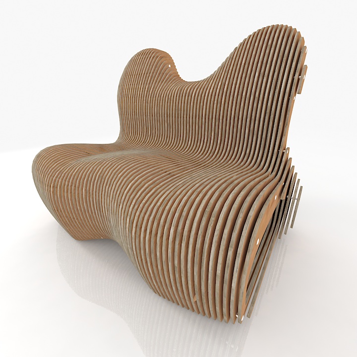 plywood armchair parametric 3D Model Preview #de8a6631
