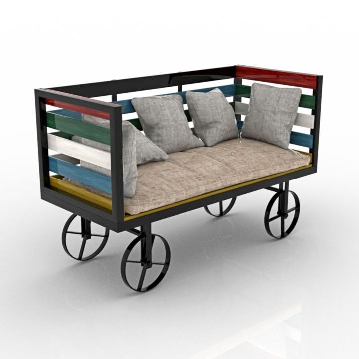 rise only - vintage industrial style sofa 3D Model Preview #901f5c52