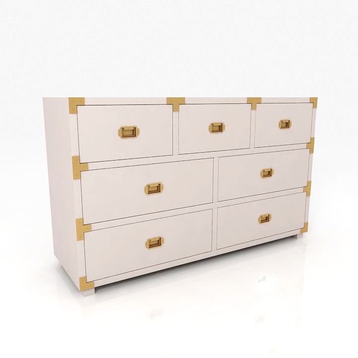 locker pottery barn kids gemma campaign extra wide dresser commode 3D Model Preview #e5579142