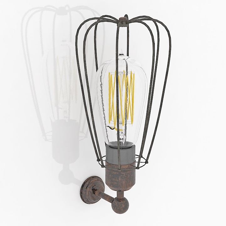 wall lamp rusty style sconce 3D Model Preview #41970bba