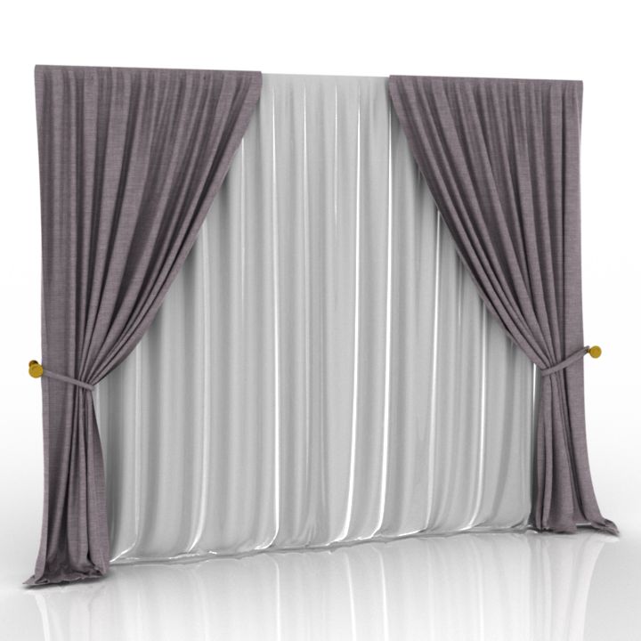 curtain tie back tulle 3D Model Preview #99790a39