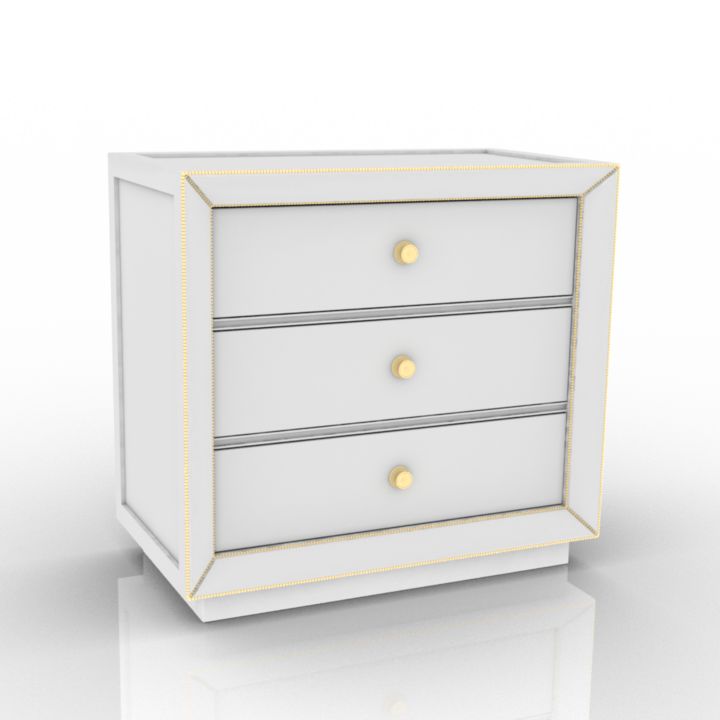 locker omni mirrored 3 drawer chest commode 3D Model Preview #995f0dfb