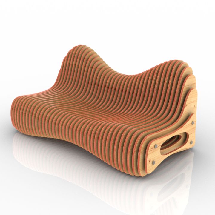 plywood parametrical bench 3D Model Preview #feb1041c