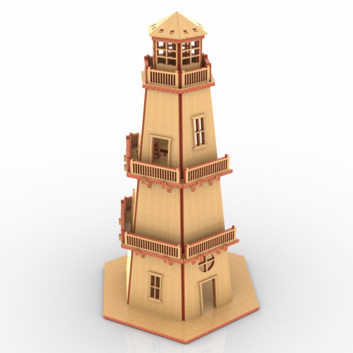 plywood lighthouse toy 3D Model Preview #17927115
