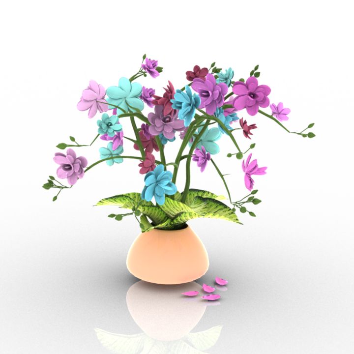 pink white flowers 3D Model Preview #d9400367