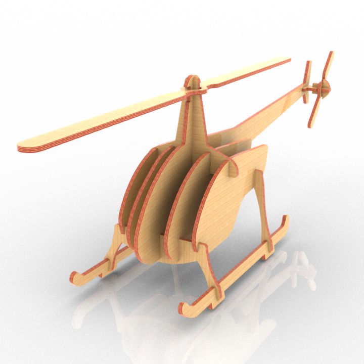 plywood helicopter toy 3D Model Preview #8cb29abf